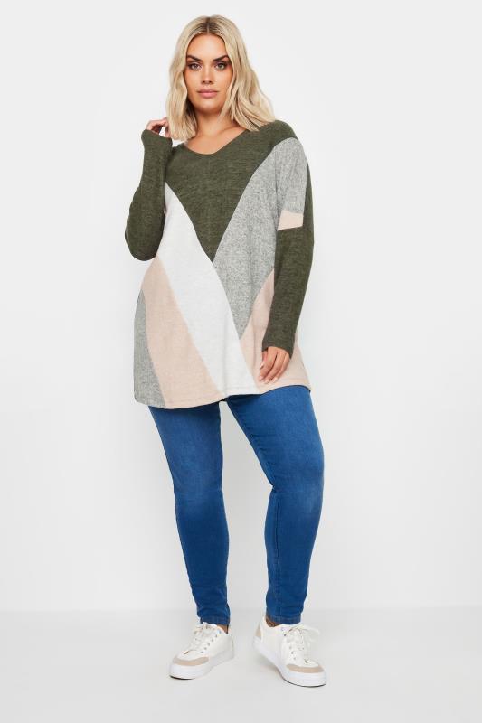 YOURS Plus Size Green Colour Block Sweatshirt | Yours Clothing 2