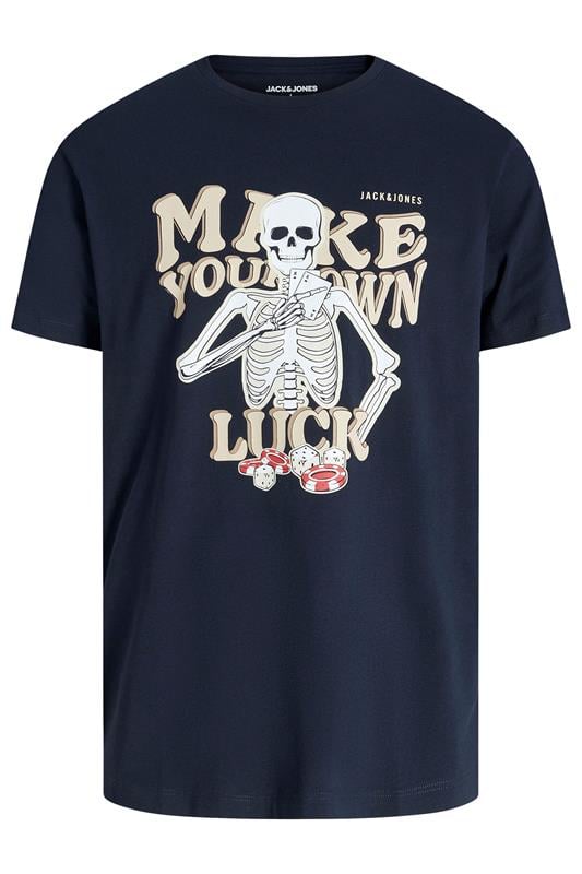 JACK & JONES Big & Tall Sky-Captain Blue Casino Graphic T-Shirt | BadRhino 2