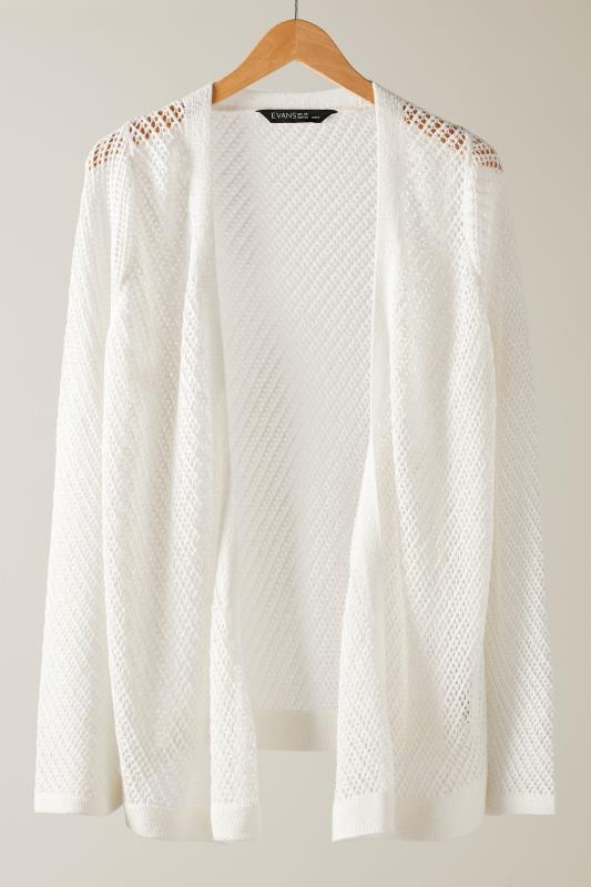 EVANS Plus Size White Tape Yarn Cardigan | Evans 5