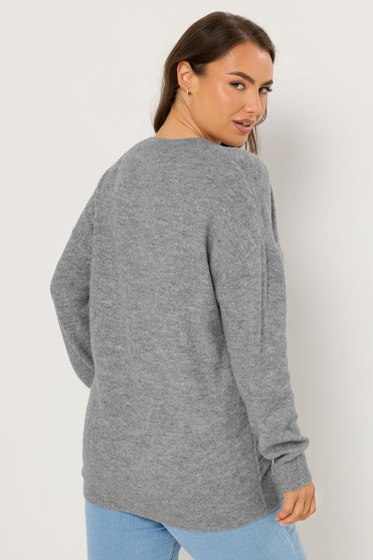 YOURS Plus Size Grey Soft Touch Knitted Jumper | Yours Clothing 2
