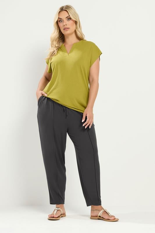 YOURS Plus Size Grey Wide Leg Seam Joggers | Yours Clothing 1