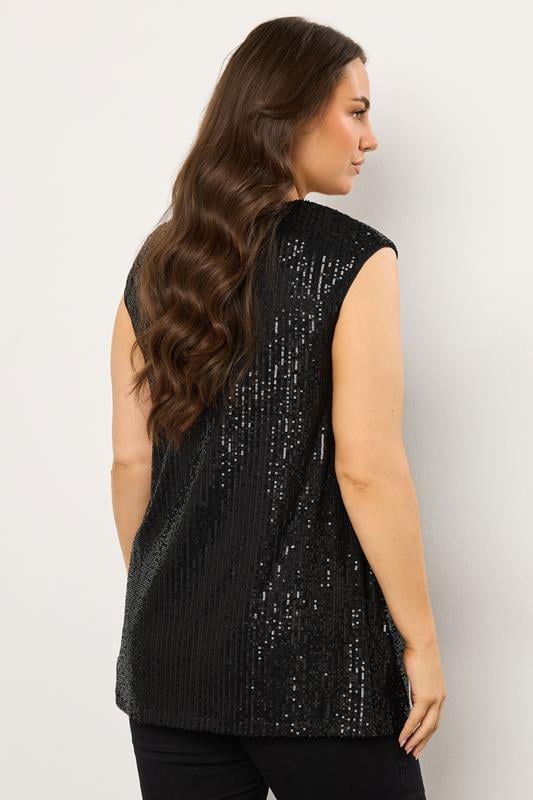 EVANS Plus Size Black Sequin Embellished Vest Top | Evans 4