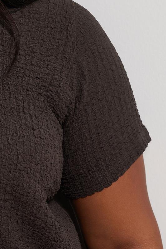 YOURS Plus Size Chocolate Brown Textured Swing Top | Yours Clothing 5