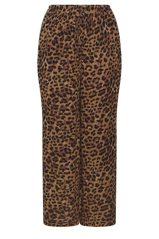 LIMITED COLLECTION Plus Size Brown Leopard Crinkle Trousers | Yours Clothing 5