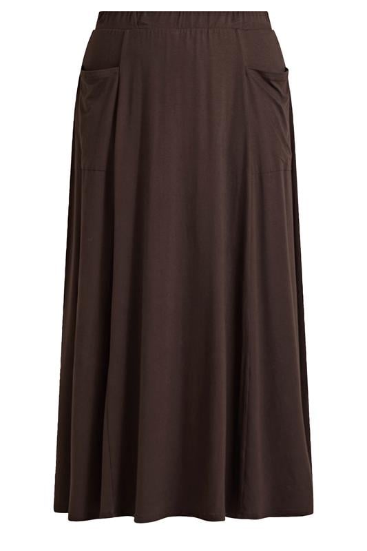 EVANS Plus Size Chocolate Brown Maxi Skirt | Evans  5