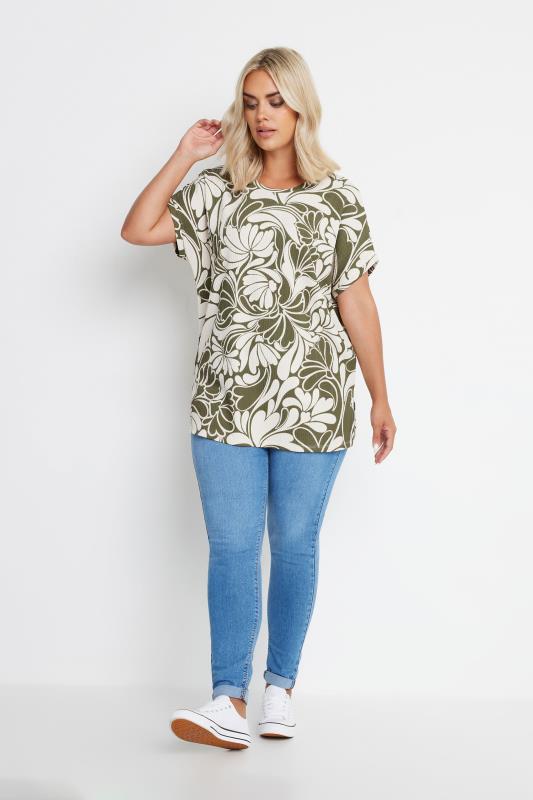 YOURS Plus Size Green Abstract Swirl Print Top | Yours Clothing 2