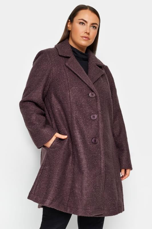 Plus Size  Navabi Purple Boucle Coat