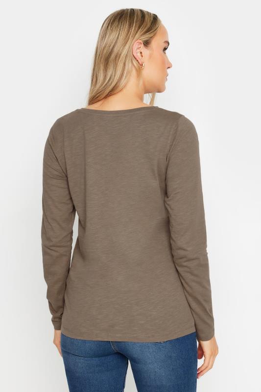 LTS Tall Mocha Brown Crew Neck Long Sleeve Cotton T-Shirt | Long Tall Sally 3