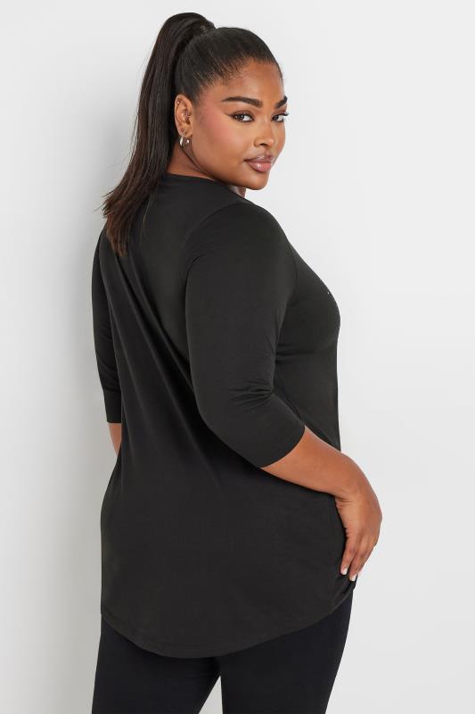 YOURS Plus Size Black Diamante Reindeer Top | Yours Clothing  4