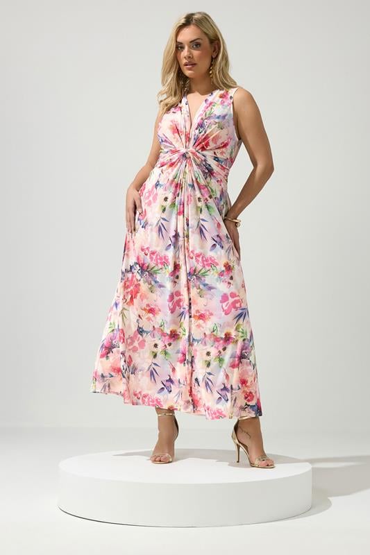  YOURS LONDON Curve White Tropic Knot Detail Dress