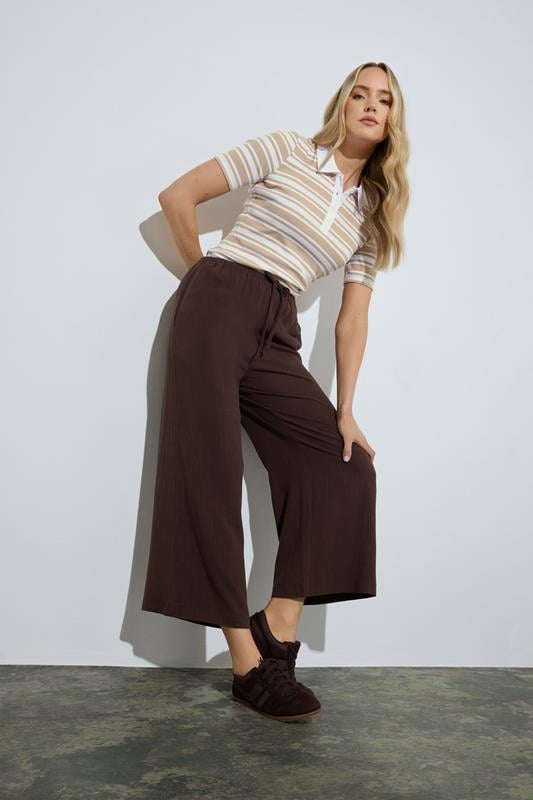 LTS Tall Chocolate Brown Linen Cropped Trousers