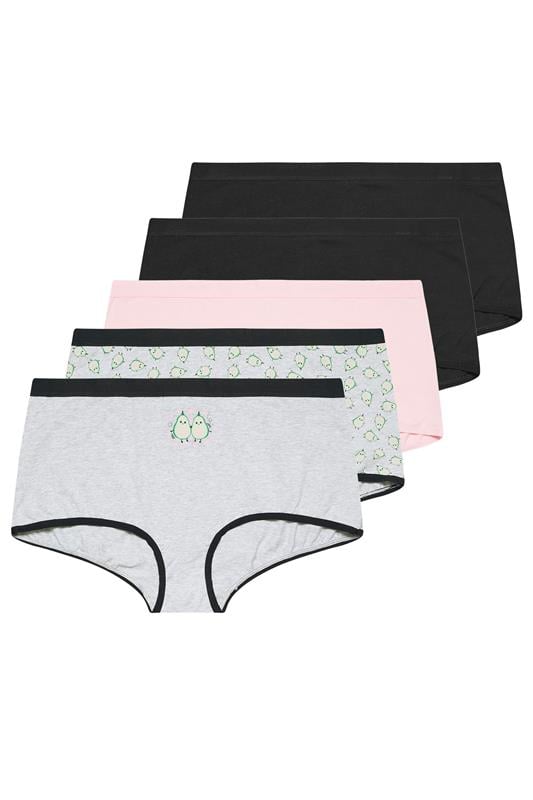 YOURSET 5 PACK Curve Grey Avocado Print Shorts