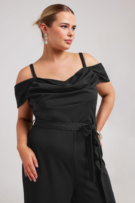 YOURS LONDON Plus Size Black Cold Shoulder Jumpsuit | Yours Clothing 4