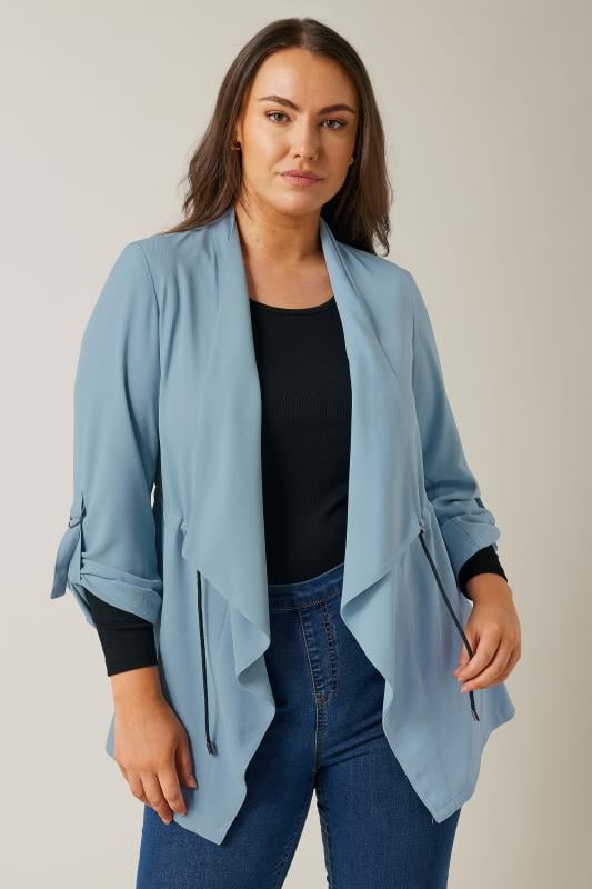 Plus Size  EVANS Curve Blue Waterfall Jacket