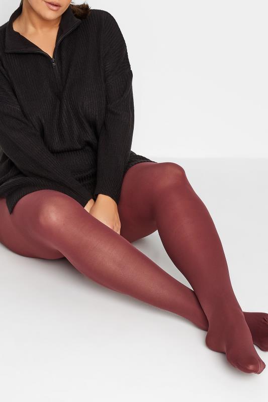 Plus Size Tights Yours Burgundy Red 50 Denier Microfibre Premium Tights