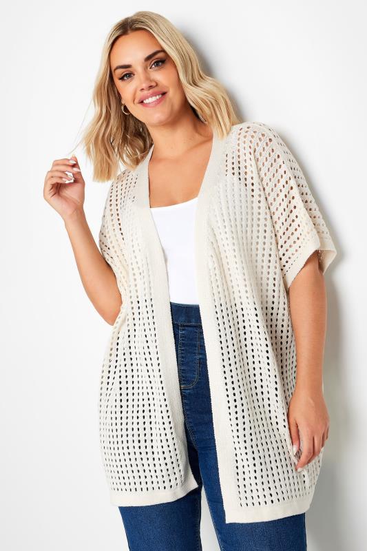 YOURS Plus Size White Crochet Cardigan | Yours Clothing 2