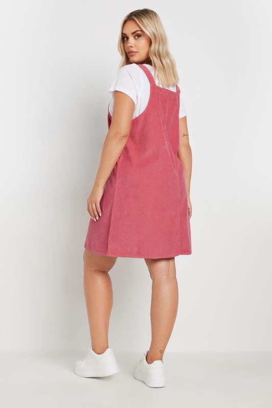 LIMITED COLLECTION Plus Size Pink Cord Pinafore Dress | Yours Clothing 3