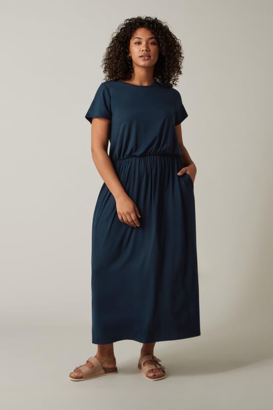 EVANS Plus Size Navy Blue Maxi Dress | Evans  2