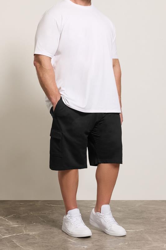 KAM Big & Tall Black Jersey Cargo Shorts