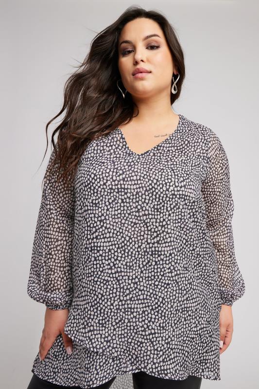 YOURS LONDON Plus Size Black Dalmatian Print Blouse | Yours Clothing 4