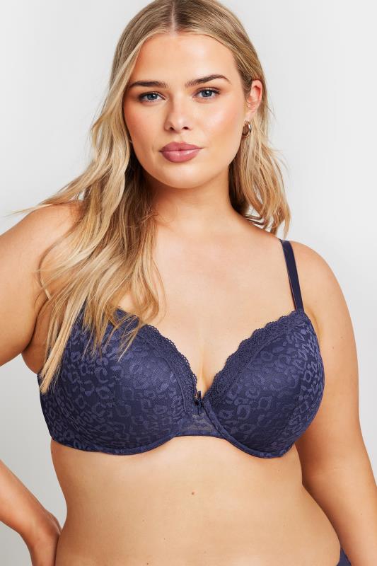 YOURS 2 PACK Blue & White Lace Trim Padded Bras | Yours Clothing 4