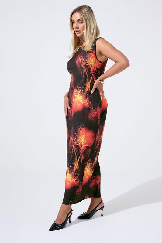  LIMITED COLLECTION Curve Black Fire Print Maxi Dress