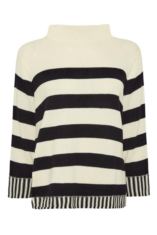 YOURS Plus Size White & Black Stripe Turtle Neck Knitted Jumper | Yours Clothing  8