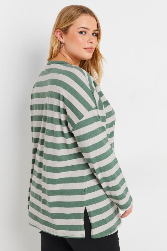 YOURS Plus Size Green Stripe Print Top | Yours Clothing 4