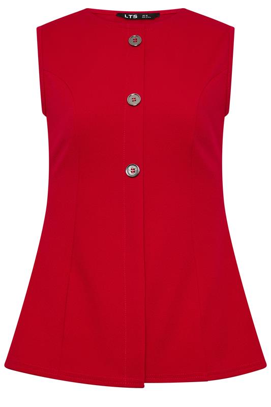 LTS Tall Women's Bright Red Textured Button Waistcoat | Long Tall Sally 5