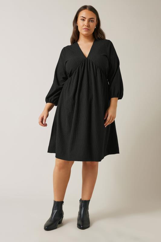 Plus Size  EVANS Curve Black Crepe Midi Dress