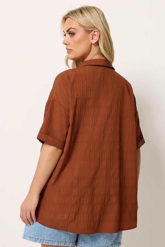 YOURS Plus Size Brown Textured Shirt | Yours Clothing 2