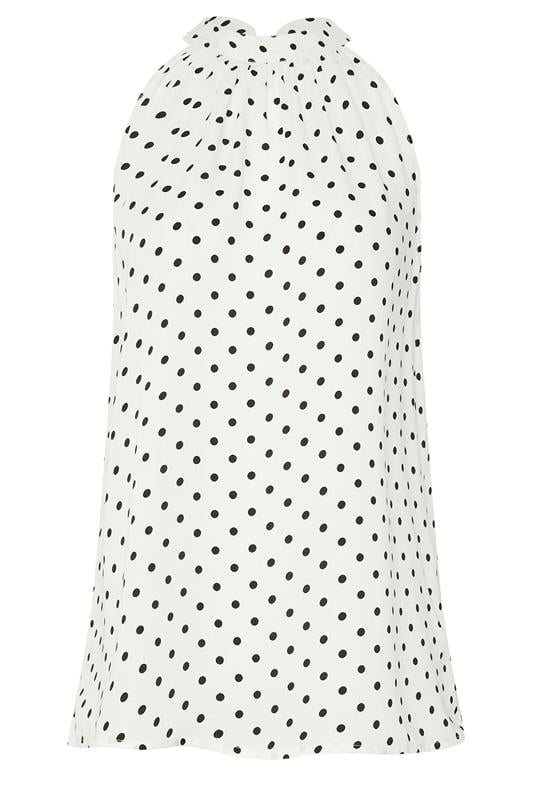 LTS Tall Women's White Polka Dot Satin Halterneck Top | Long Tall Sally 5
