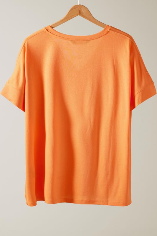 EVANS Plus Size Orange V-Neck Modal Rich T-Shirt | Evans 6