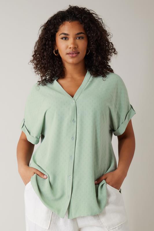 EVANS Plus Size Sage Green Short Sleeve Blouse Evans