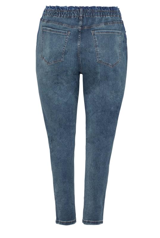 Plus Size Indigo Blue Washed Elasticated Stretch MOM Jeans | Yours Clothing  8