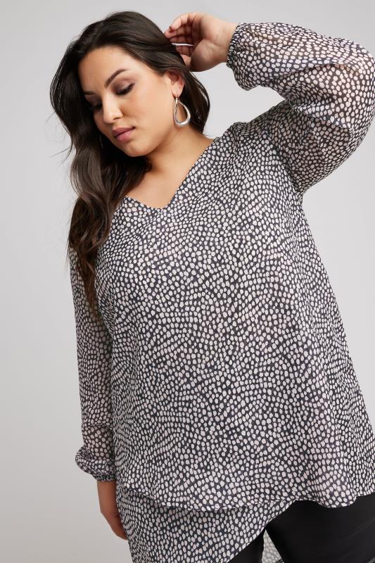 YOURS LONDON Plus Size Black Dalmatian Print Blouse | Yours Clothing 3