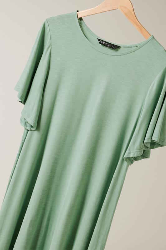 EVANS Plus Size Sage Green Angel Sleeve Top | Evans 7