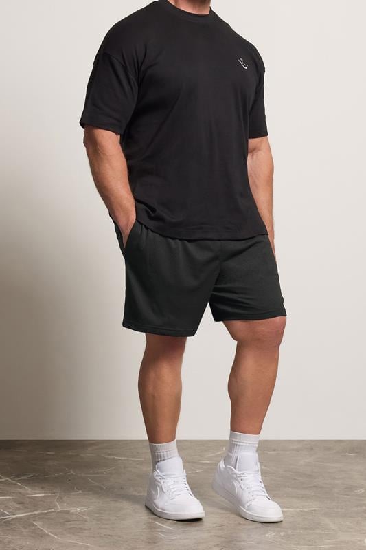 BadRhino Big & Tall Black Lightweight Plain Mesh Shorts