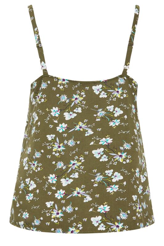 YOURS Plus Size Green Floral Button Cami Vest Top | Yours Clothing 7