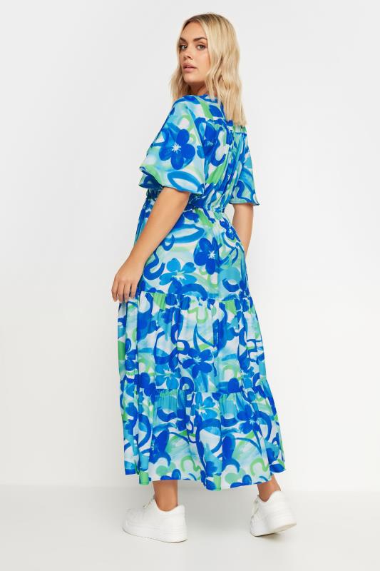 YOURS Plus Size Aqua Blue Abstract Floral Print Maxi Dress | Yours Clothing 5