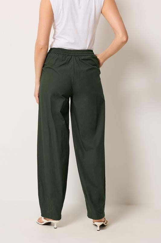 LTS Tall Women's Dark Green Cotton Barrel Trousers | Long Tall Sally 2