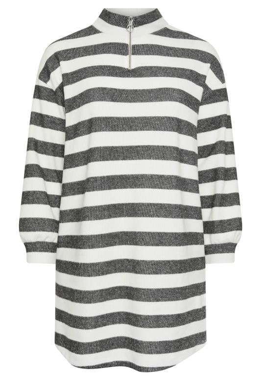 YOURS Plus Size White Stripe Soft Touch Jumper Dress | Yours Clothing 5