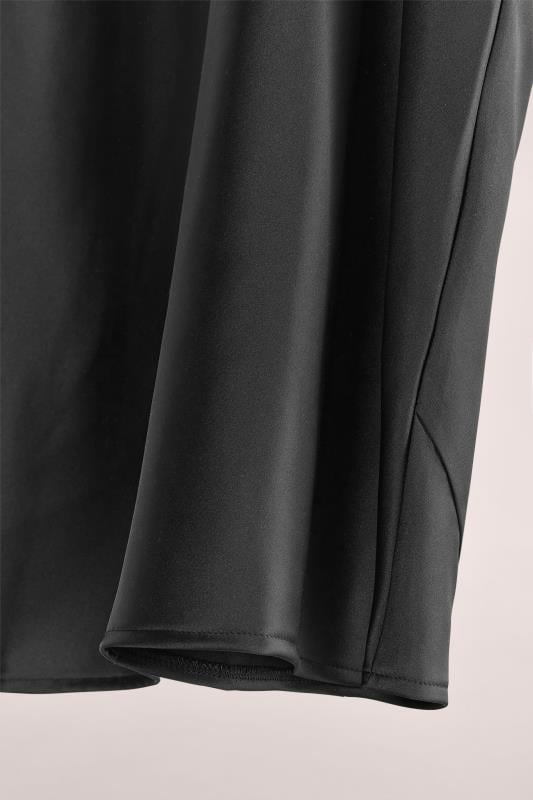 EVANS Plus Size Black Midi Satin Skirt  6