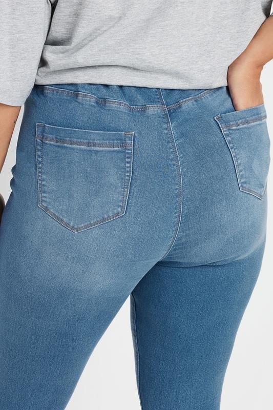 YOURS FOR GOOD Plus Size Mid Blue Pull On Stretch JENNY Jeggings | Yours Clothing 4