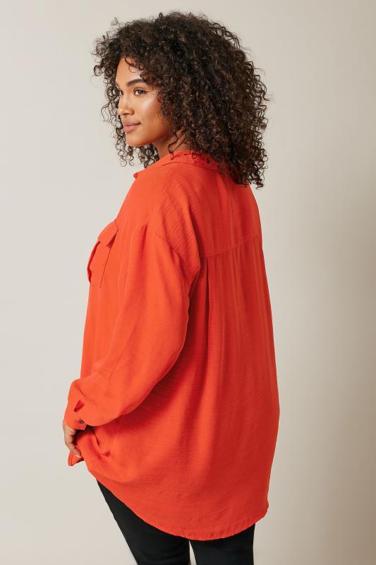 EVANS Plus Size Orange Long Sleeve Utility Shirt | Evans  3