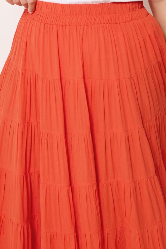 YOURS Plus Size Orange Tiered Maxi Skirt | Yours Clothing 4