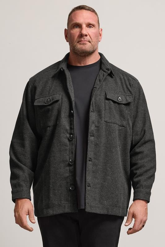 BadRhino Big & Tall Charcoal Grey Premium Button Down Shacket