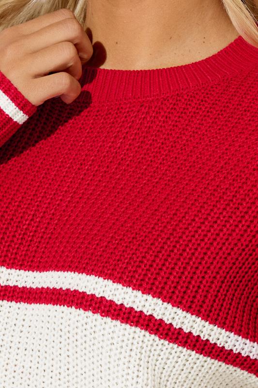 YOURS Plus Size Red Stripe Knitted Jumper | Yours Clothing 4