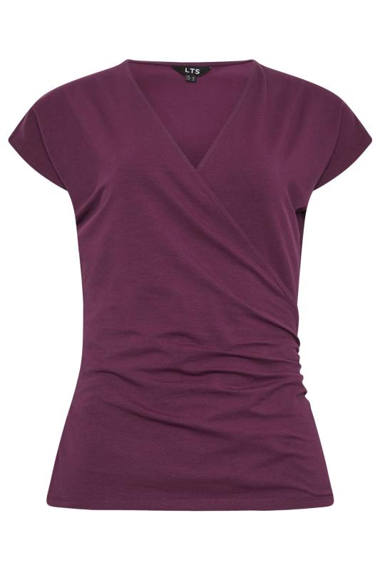 LTS Tall Women's Purple Short Sleeve Wrap Top | Long Tall Sally  5