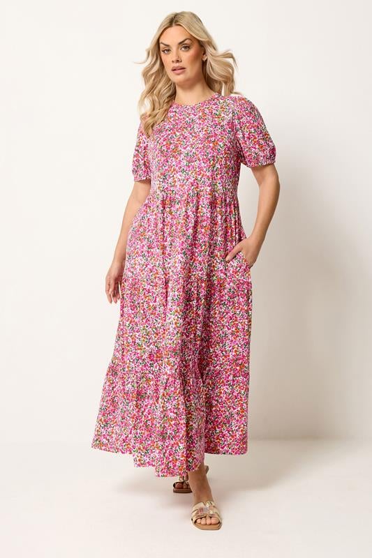  YOURS Curve Pink Floral Summer Dress